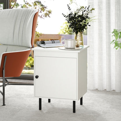 2-Tier Nightstand with Single Door Cabinet for Bedroom