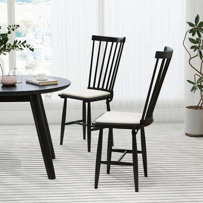 Windsor Dining Chair Set of 2 with Spindle Back for Kitchen and Restaurant