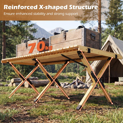 Folding Picnic Table, 4FT Roll Up Camping Table with Storage Bag for 4-6 People