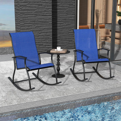 2 Pieces Outdoor Rocking Chairs with Breathable Backrest