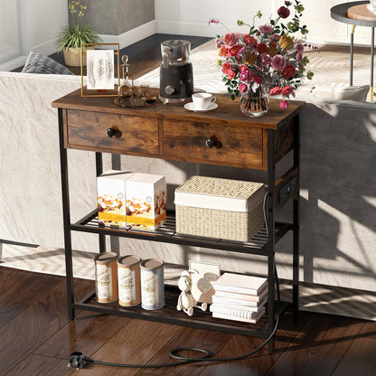 Entryway Narrow Console Table with Charging Station