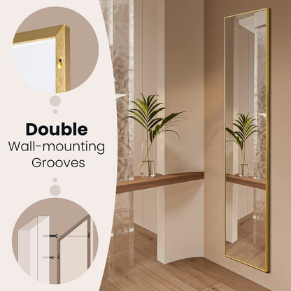 160x40cm Wall Mounted/Leaning/Free Standing Aluminum Alloy Frame Floor Mirror