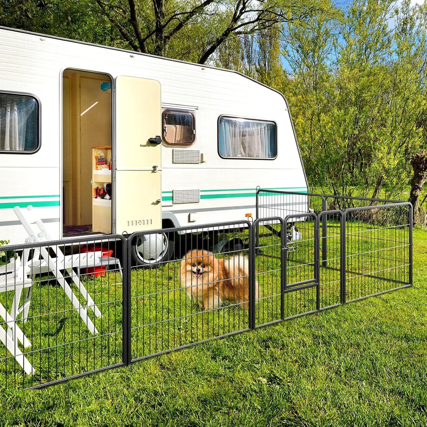 Dog Playpen - 8 Panel Metal Fence for Small Dogs