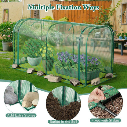Portable Garden Patio Greenhouse with Roll-up Zipper Door and Waterproof Sun-Protective PE Cover