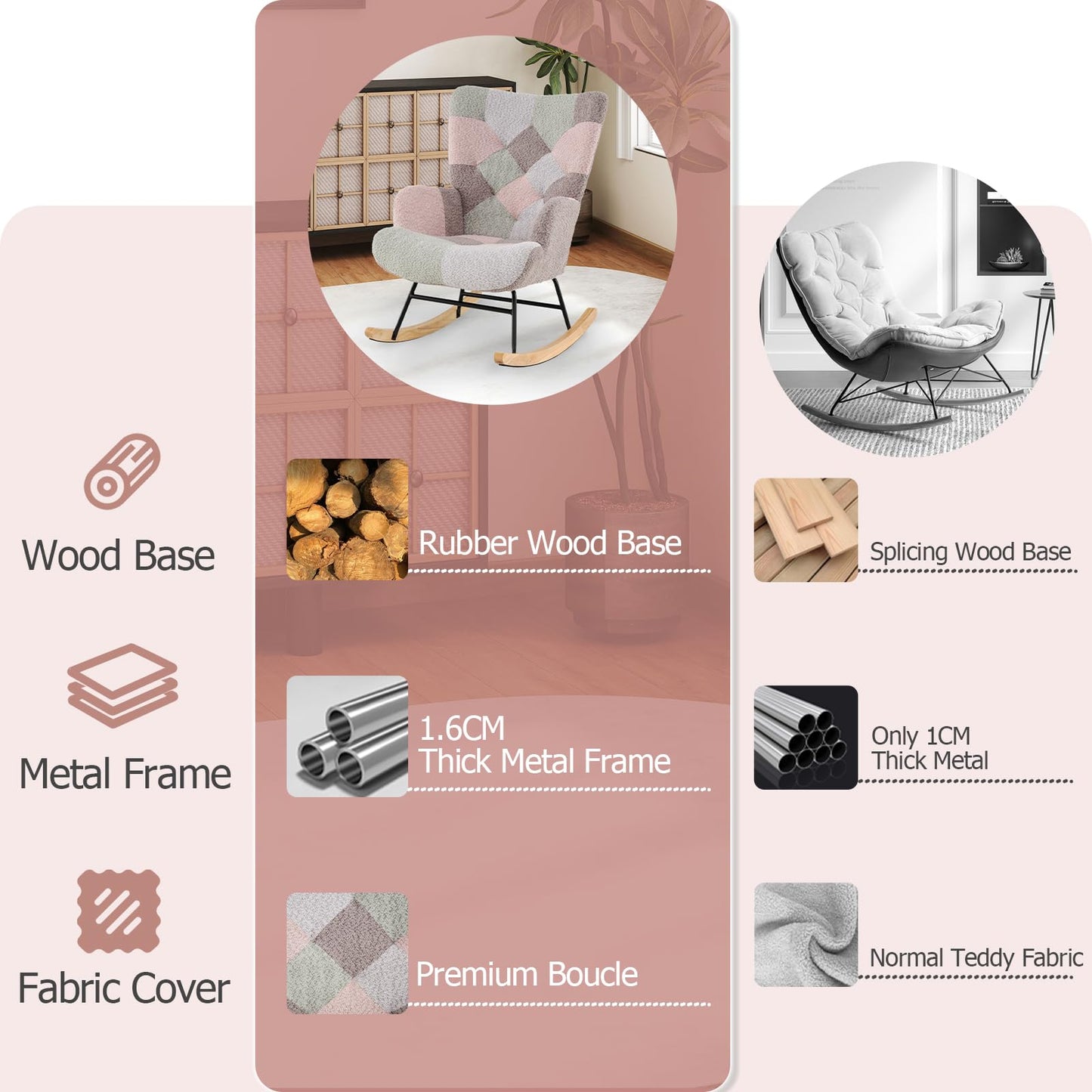 Relax Rocking Chair for Nursery Living Room Bedroom