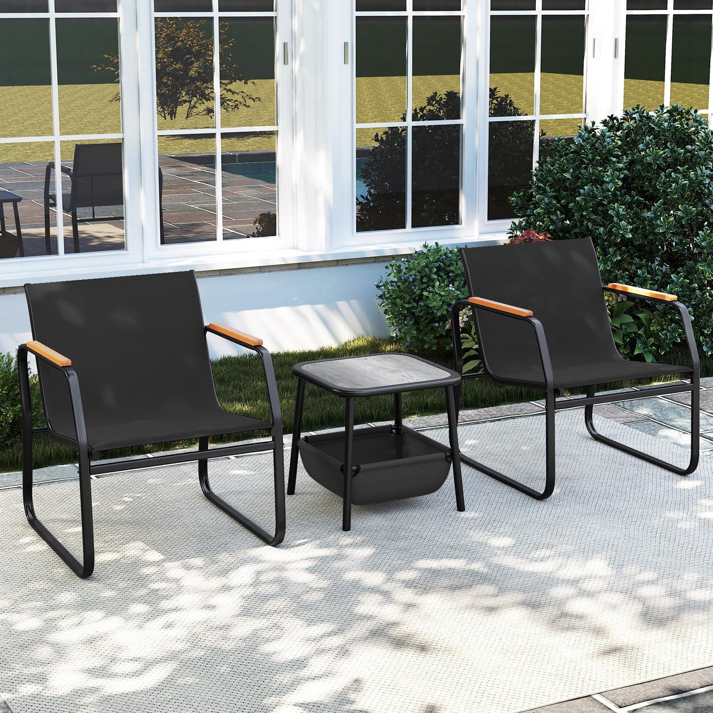 Giantex 3-Piece Patio Bistro Set, Garden Furniture Set with Coffee Table and Chairs