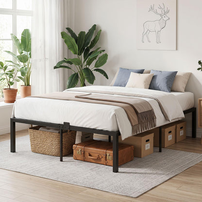 4ft6 Double Bed Frame, 135 x 190cm Heavy-Duty Metal Platform Bed Frames