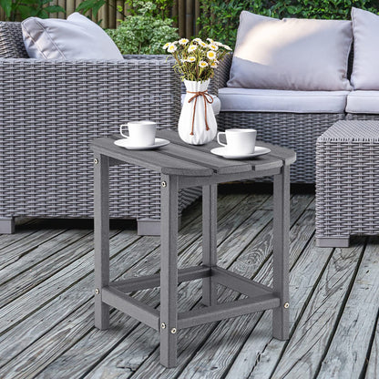 Weather-Proof HDPE Sofa End Table with Slatted Top and Curved Edge