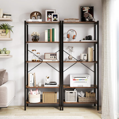 5-Tier Bookshelf with Metal Frame and Storage Rack