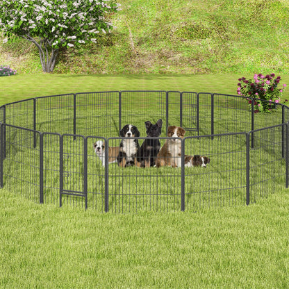 16 Panel 80cm Height Pen Fence with Lock and Large Door