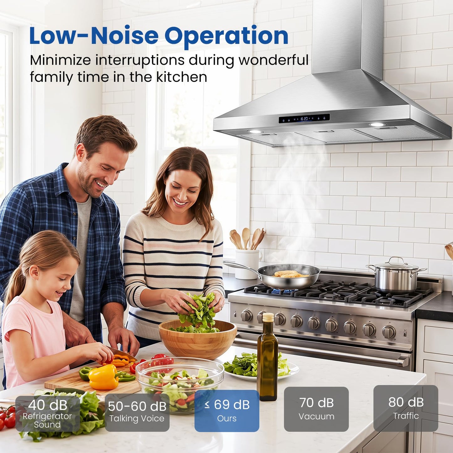 90cm Chimney Cooker Hood, 744 km/h, 8 Speed Fan, Gesture Control