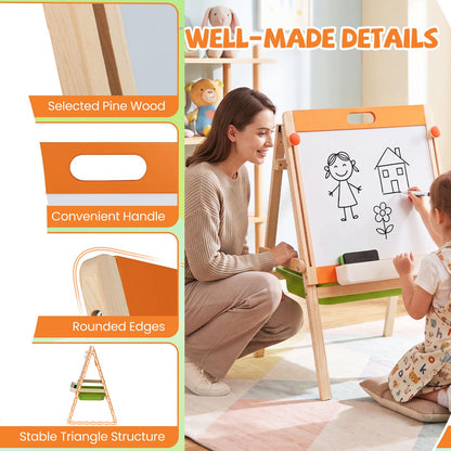 2-in-1 Art Easel for Kids with Magnetic Whiteboard & Blackboard for Ages 3+