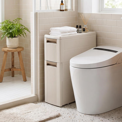Slim Bathroom Floor Cabinet with 2/3/4 Drawers on Wheels