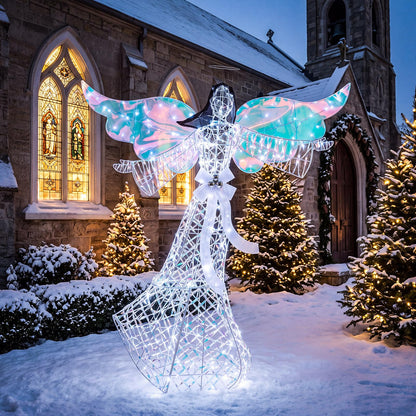 Pre-lit Christmas Angel, 3D Glittered Angel with LED Lights