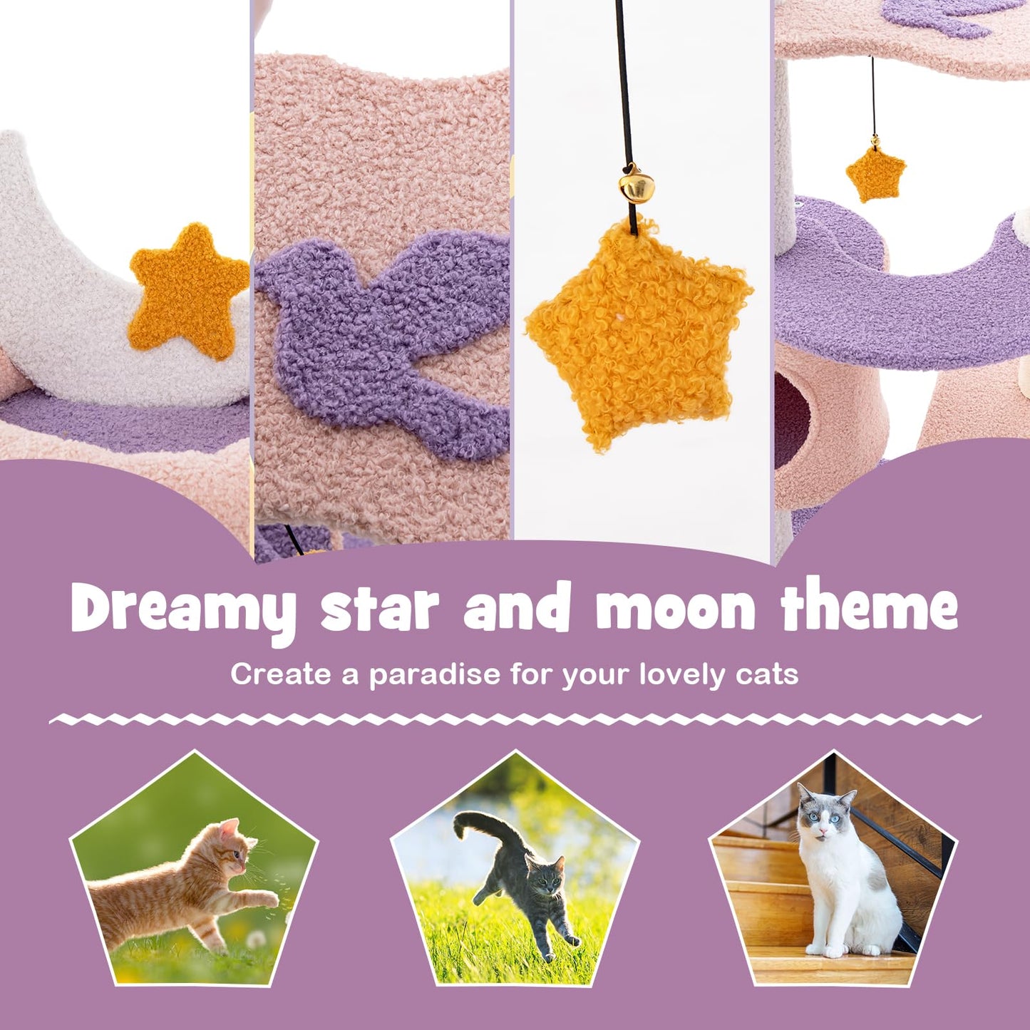 140cm Tall Multi-level Cat Climbing Tower with Sisal Covered Scratching Posts