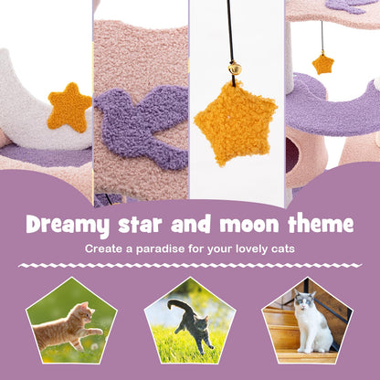 140cm Tall Multi-level Cat Climbing Tower with Sisal Covered Scratching Posts