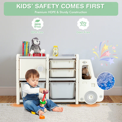 Truck-shaped Toddler Storage Cabinet Kids Toy Organizer