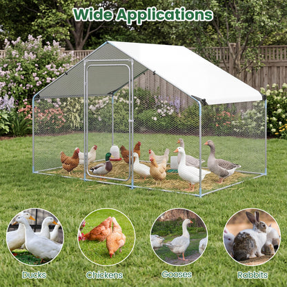 300 x 203 x 202 CM Walk-in Chicken Run with Waterproof Cover for Backyard