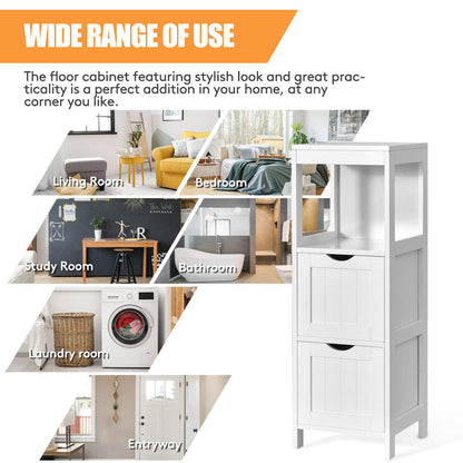 Bathroom Storage Cabinet with 2 Removable Drawers and Open Shelf