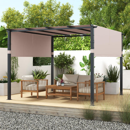 3 X 3M Metal Pergola with Retractable Roof with Sun Shade Canopy