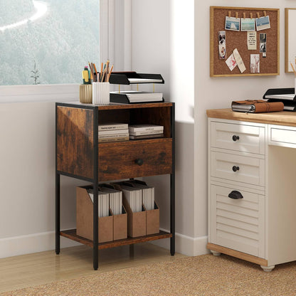 Nightstand with Open Compartment and Storage Shelf