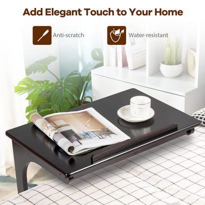C-Shaped Bamboo Side Table with 7 Adjustable Angles