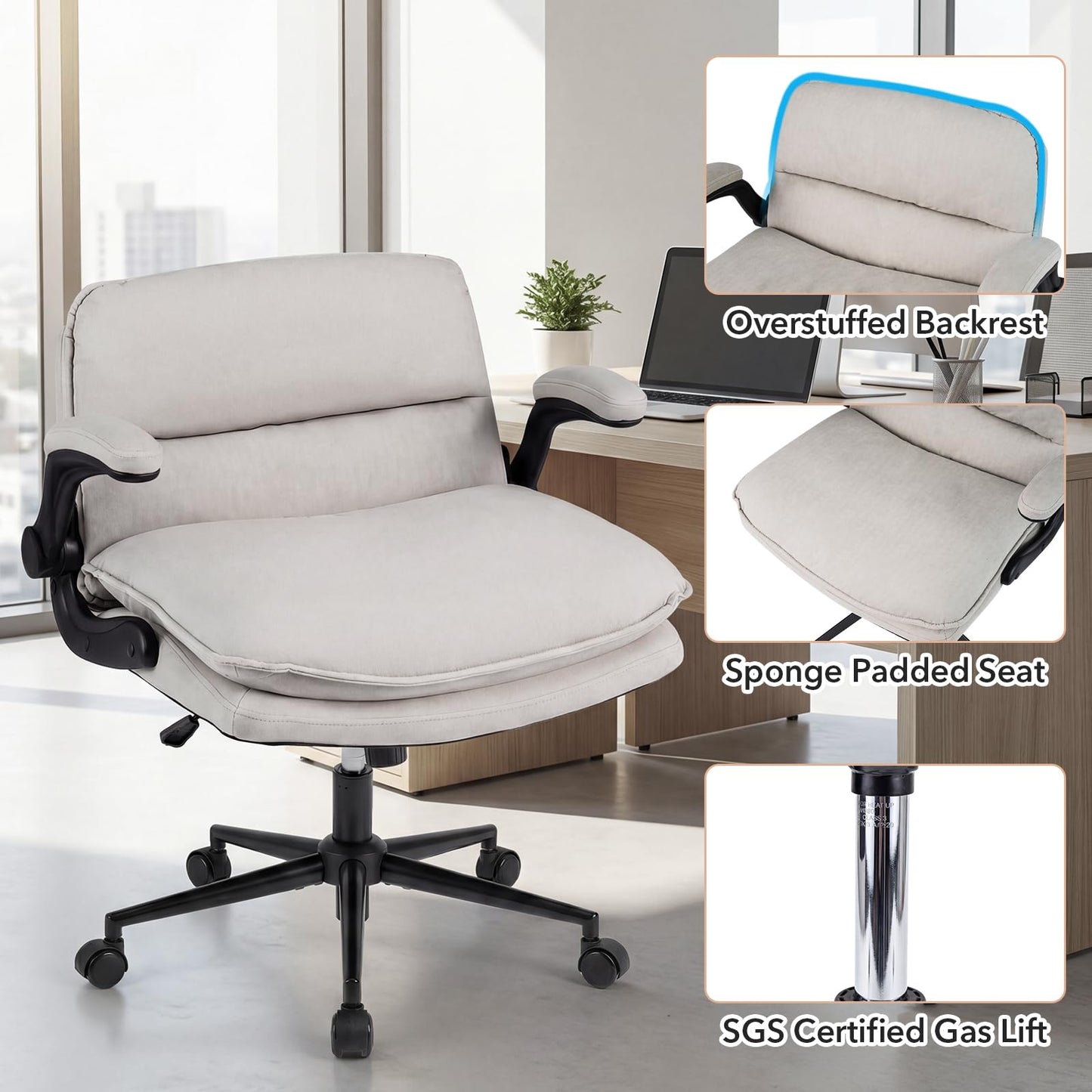Criss Cross Office Chair on Wheels, Wide Seat Desk Chair