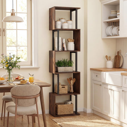 5-Tier Modern Bookshelf with Metal Frame for Home Office
