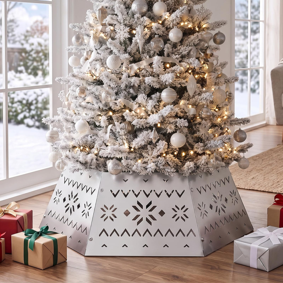 71cm Silver Metal Christmas Tree Collar