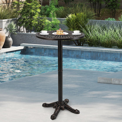 61 x 61 x 105 cm Cast Aluminum Round Bistro Table with Carved Texture
