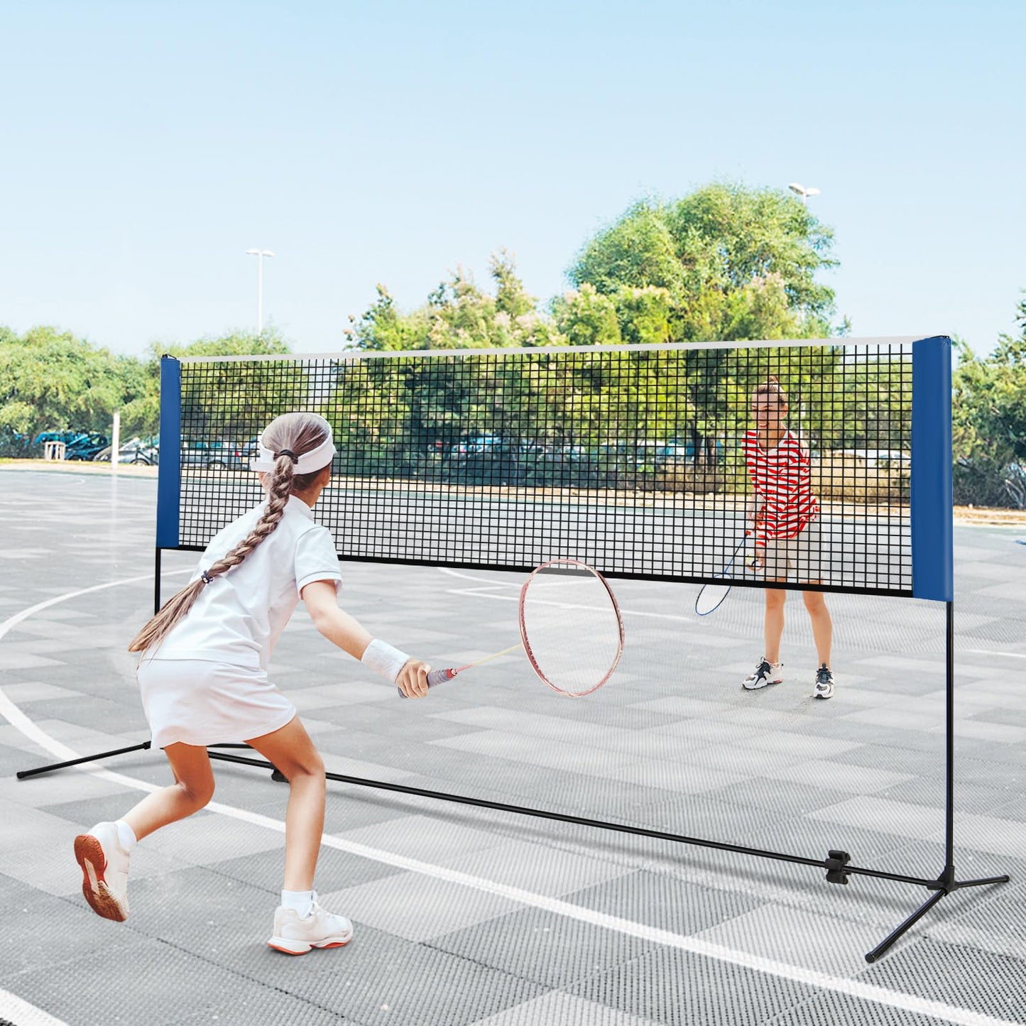 Adjustable Badminton Net Set for Backyard Driveway Beach Portable