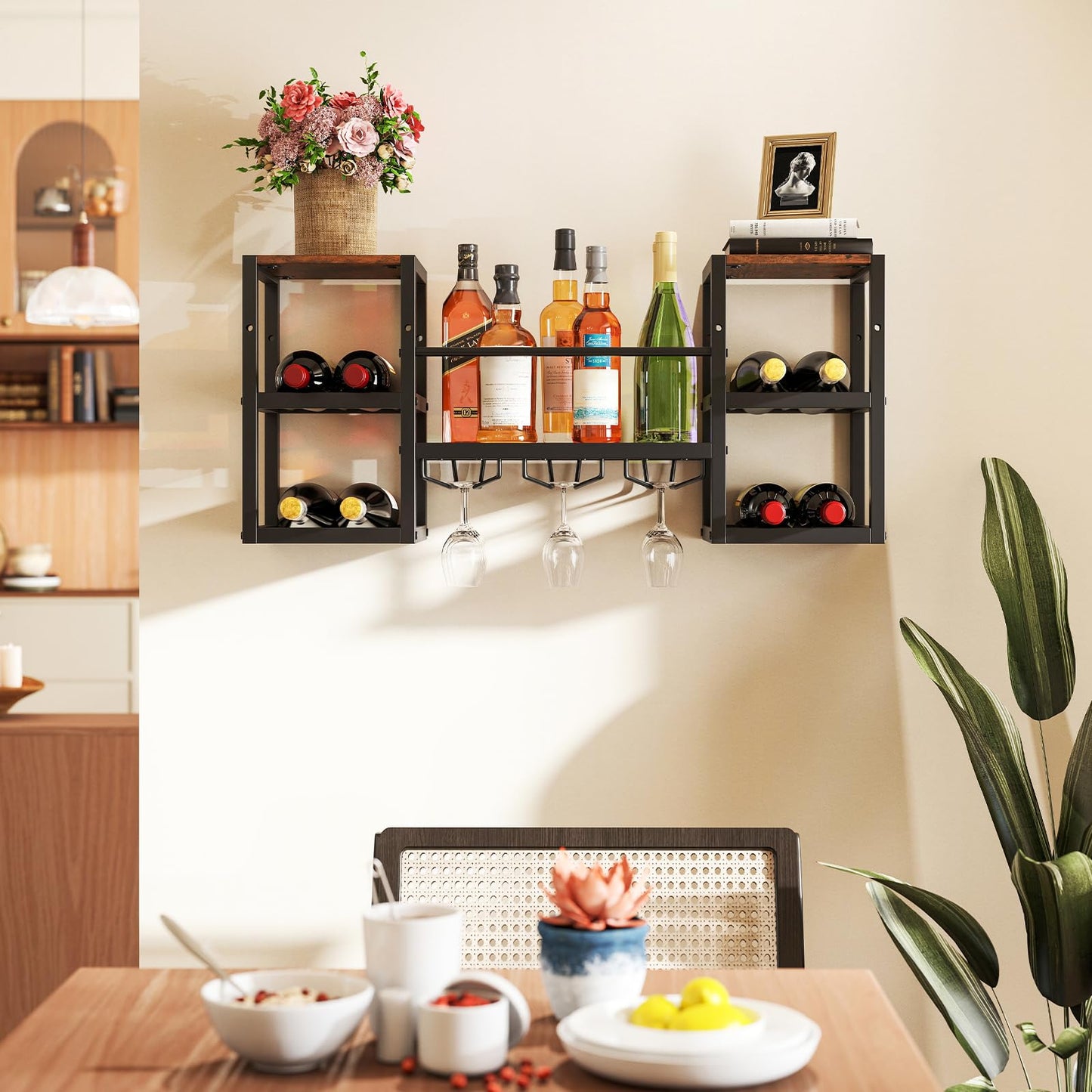 Wall Mounted Wine Rack, 3-Tier Metal Hanging Wine Rack