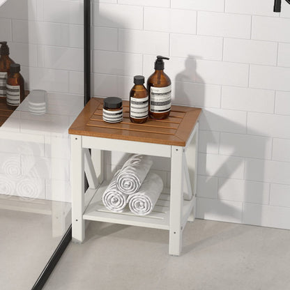 Shower Stool, HDPE Slatted Bathtub Shower Chair with Anti-Slip Foot Pads