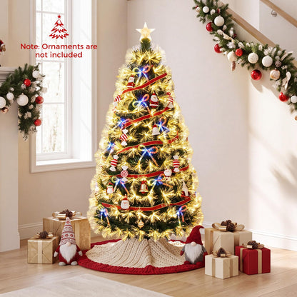 5FT Fiber Optic Christmas Tree, Pre-lit Artificial Xmas Tree