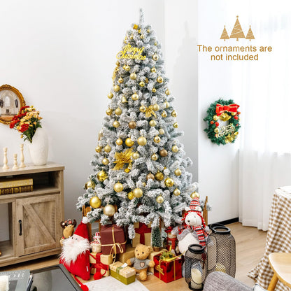 180/240 cm Snow Flocked Artificial Christmas Tree with 600/1010 Tips