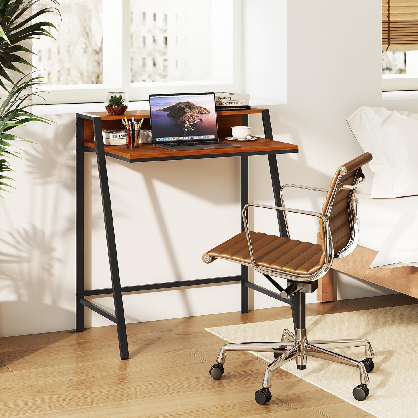 Computer Desk with Monitor Stand 80 CM Small Desk Compact Desk