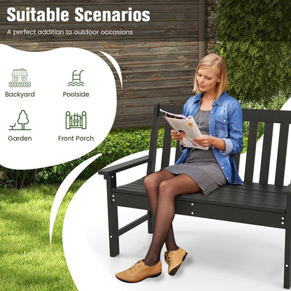 2-Seater All-Weather HDPE Patio Loveseat Park Bench Chair