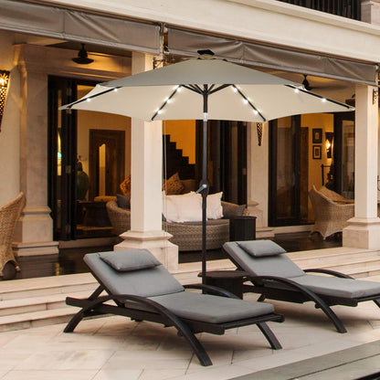18 Solar Powered LED Lights Patio Umbrella with Tilt and Crank Handle