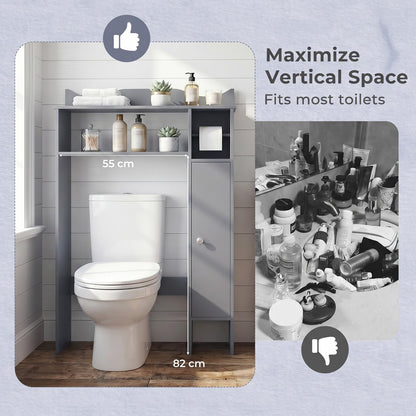 Over Toilet Storage Cabinet with Paper Holder and Removable Shelves for Bathroom