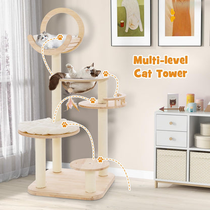 Convertible Cats Climbing Tower with Scratching Posts & Space Capsule Bed