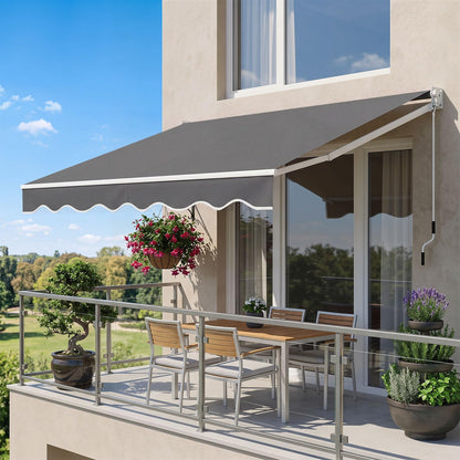Retractable Manual Awning, Anti-UV and Waterproof Garden Patio Canopy with Fittings