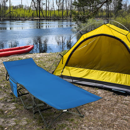 28" Extra Wide Portable Camping Bed Cot with Side Pocket & Carry Bag