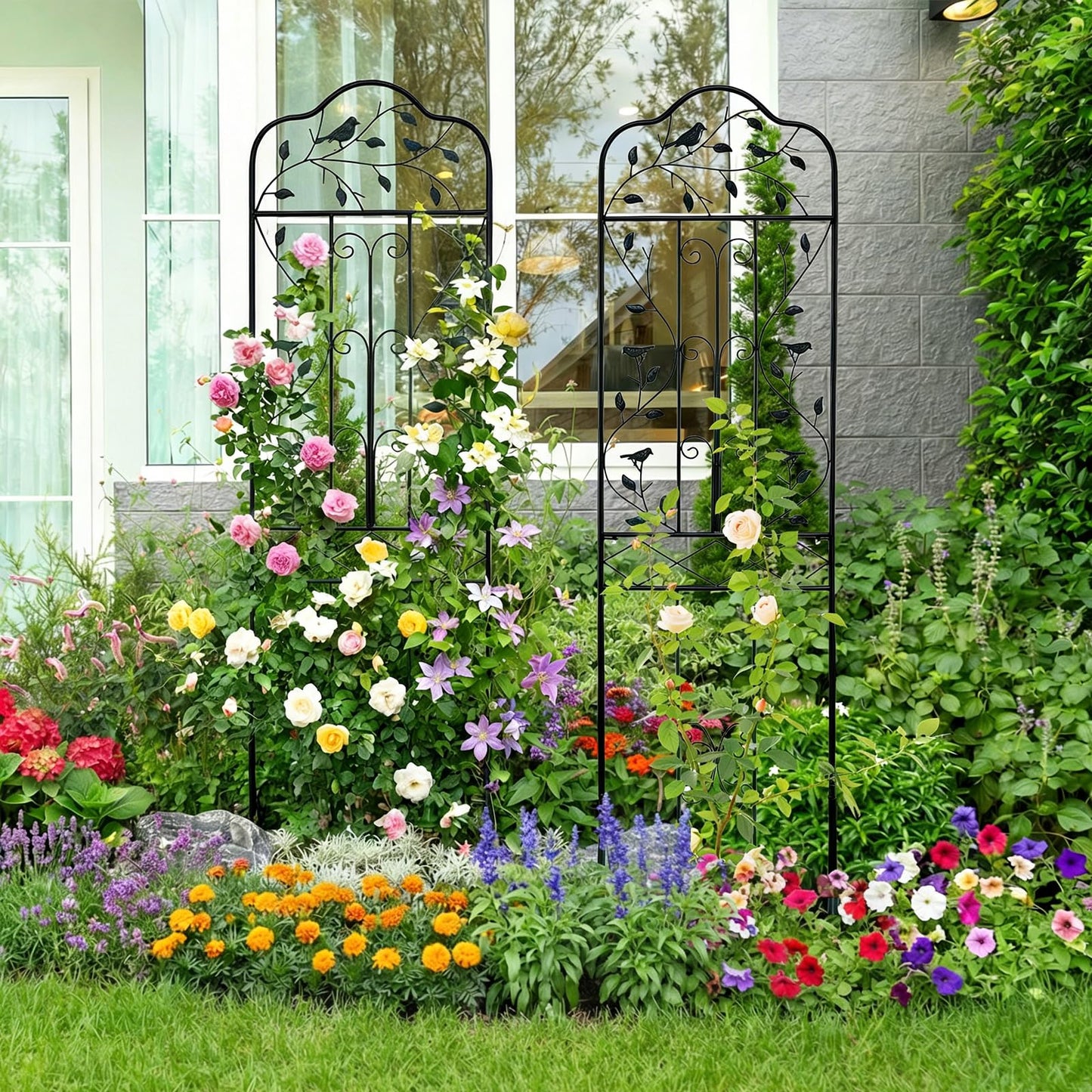 Garden Trellis with Foldable Shelf and Anti-Tipping Device