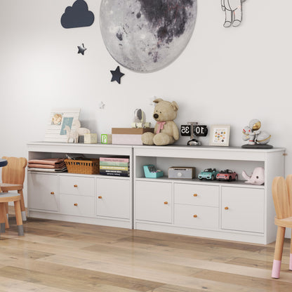 Wooden Kids Toy Children Bookshelf Storage Chest with Open Shelf