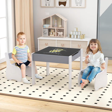 Wooden Kids Table and Chair Set with Hidden Storage