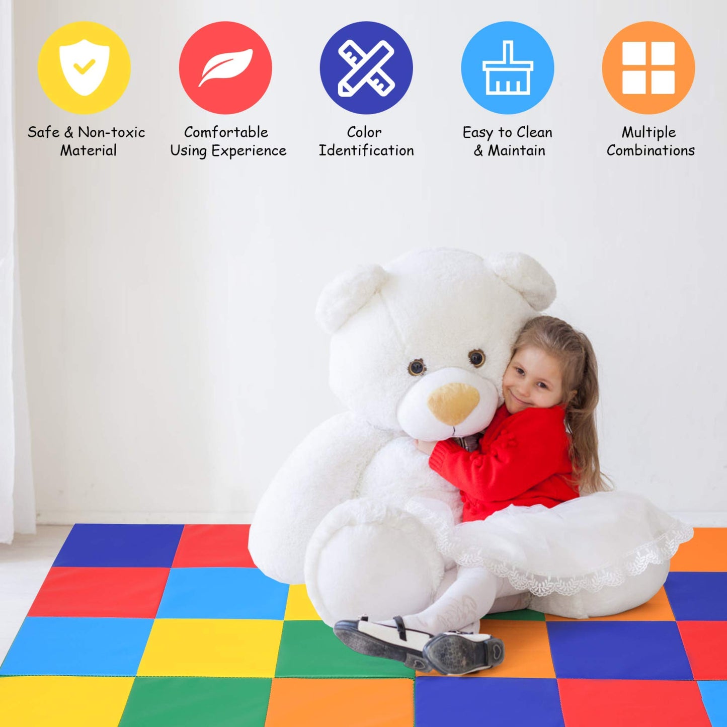 Toddler Play Mat, Foldable Patchwork Baby Floor Mats