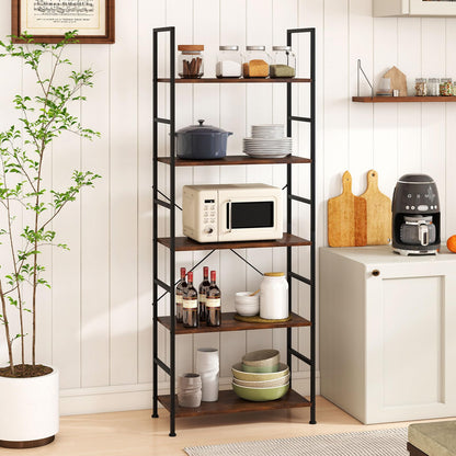 Wooden Storage Bookcase Ladder Shelving Unit