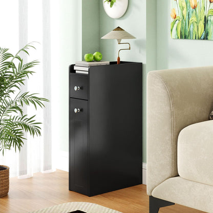 Small Bathroom Storage Cabinet 4-Tier Narrow Toilet Side Storage Cabinet with Slide Out Drawers on Casters