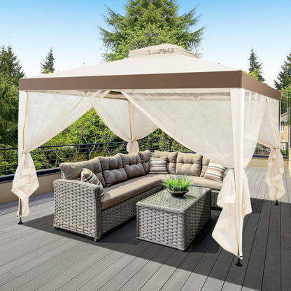3m x 3m Outdoor Gazebo with Zipped Mesh Side Walls