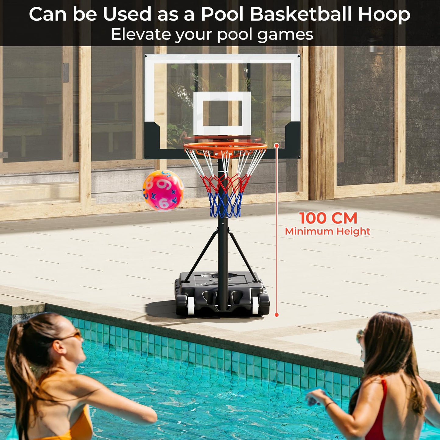Portable Kids Basketball Hoop Outdoor with Shatterproof PC Backboard and Wheels